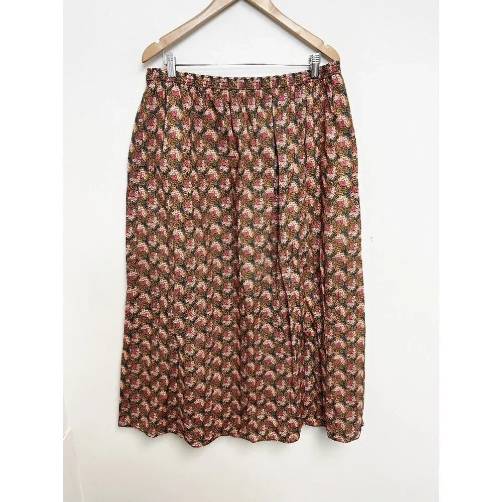 J.CREW Collection Ratti Prism Floral Print Cotton Skirt Sz XL Midi Lined Slit